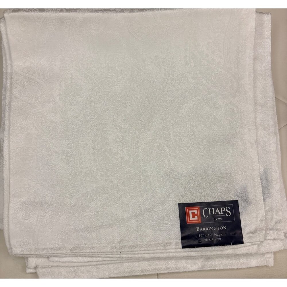 Chaps Home Barrington 19" X 19" Napkin Set 70% Polyester 30% Cotton Fabric White
